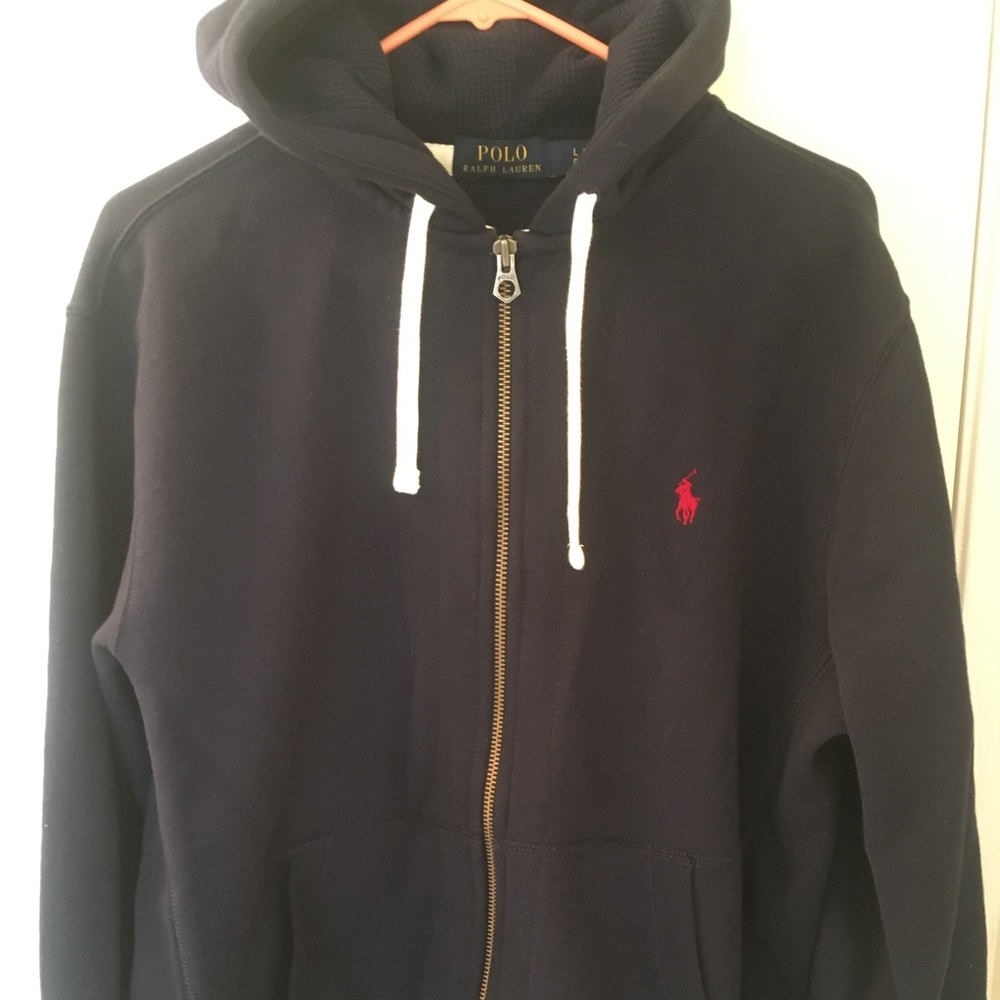 Ralph Lauren Hoodie Fleece Sweater - Large (Navy)